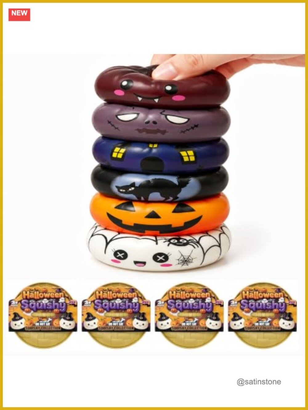 4 Pack Halloween Squishies Slow Rising PU Foam Stress Relief Fidget Toys
